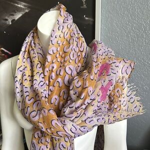 Vintage Louis Vuitton Purple and Orange Scarf • 💯 Wool• Made in France • EUC